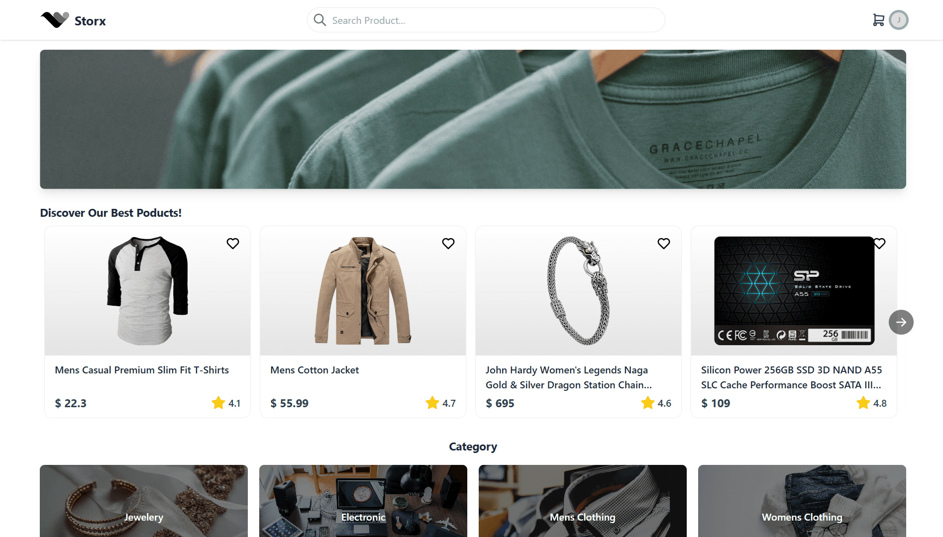 Preview of Storx React project